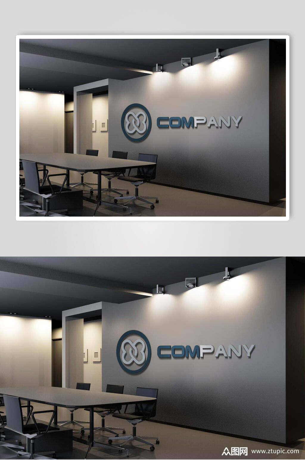 创意灰色前台背景墙样机效果图