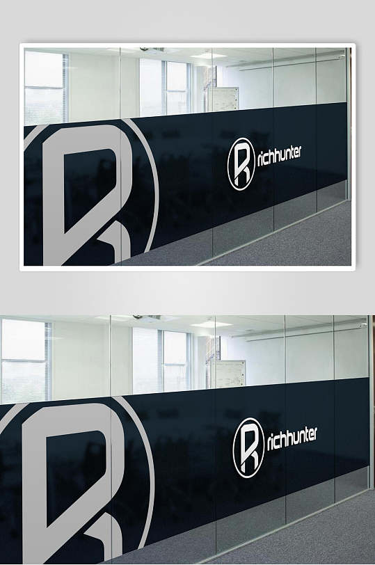 前台背景墙LOGO展示样机效果图-众图网