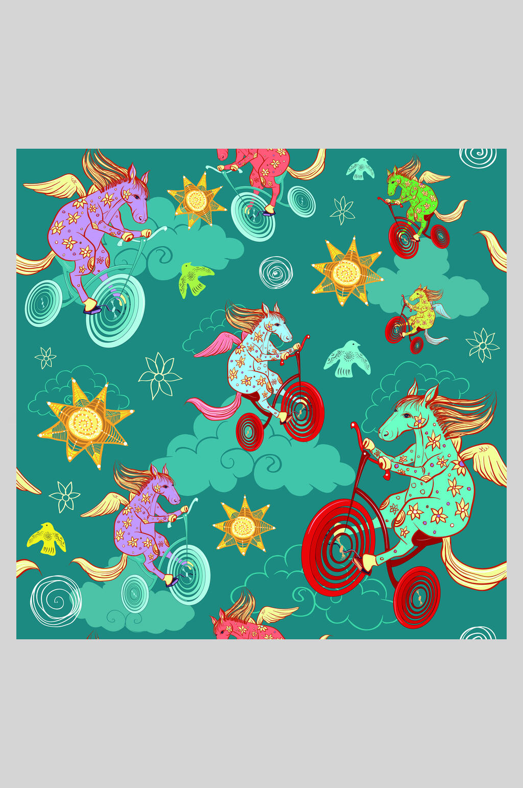 创意艺术植物花鸟插画背景素材素材