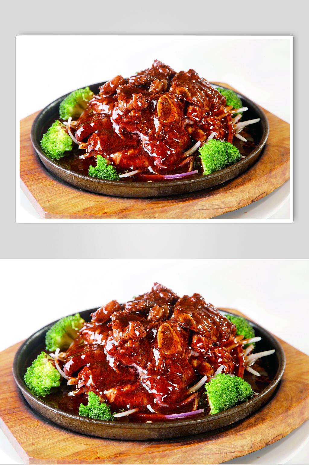美味铁板香煎牛仔骨高清图片素材