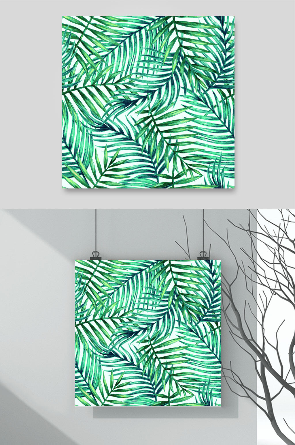 热带雨林绿色植物插画背景素材素材