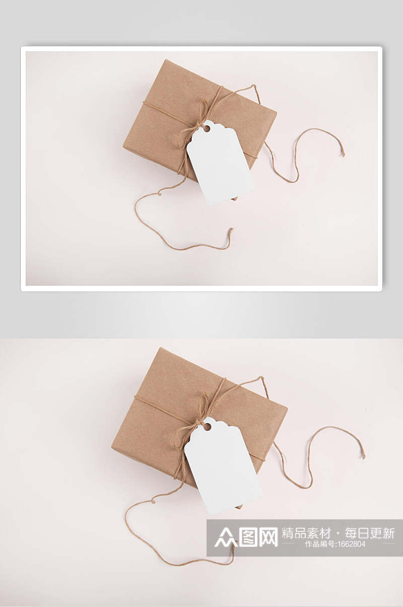牛皮纸捆绑包装样机效果图素材