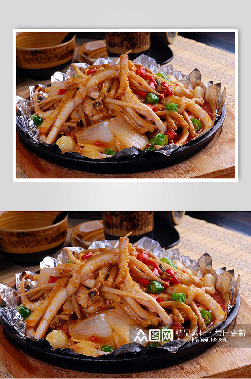 热菜铁板鱿鱼须餐饮美食图片素材