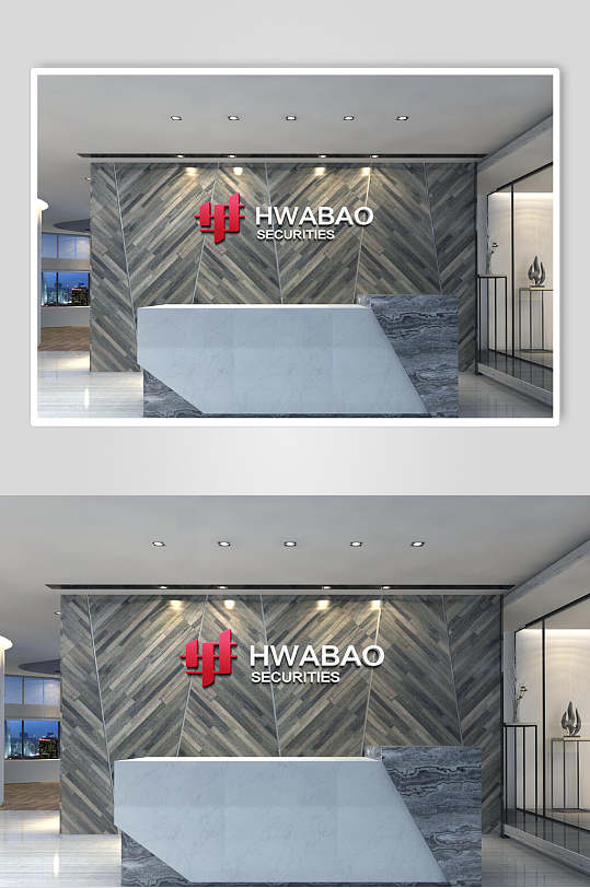 几何前台背景墙样机效果图-众图网