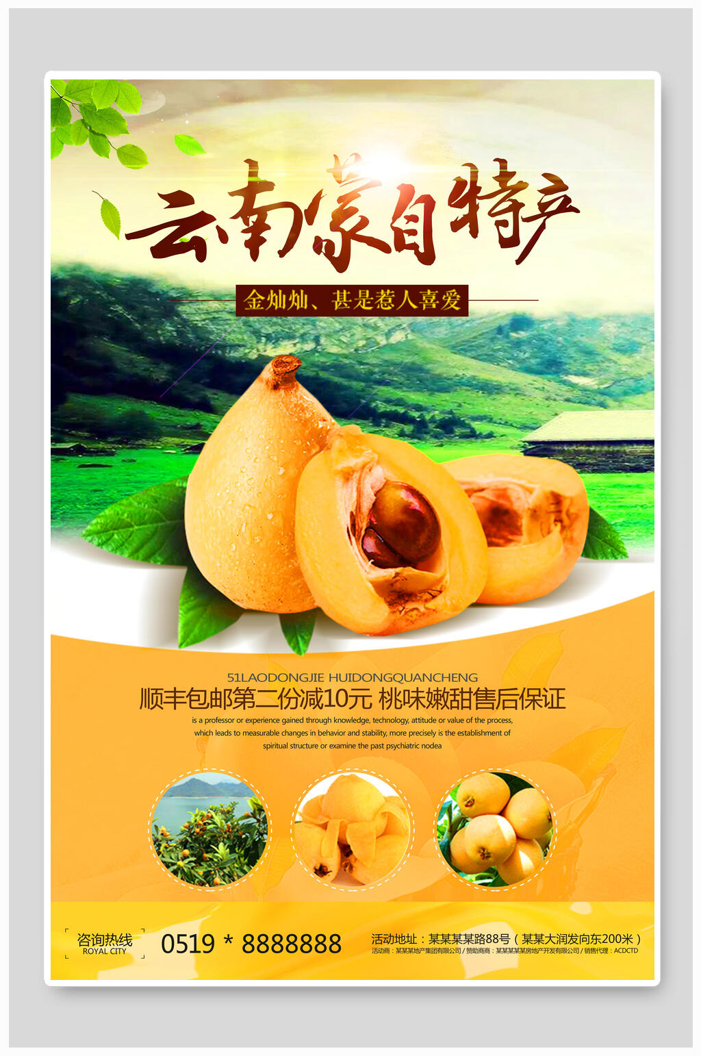云南蒙自土特產(chǎn)枇杷海報(bào)素材