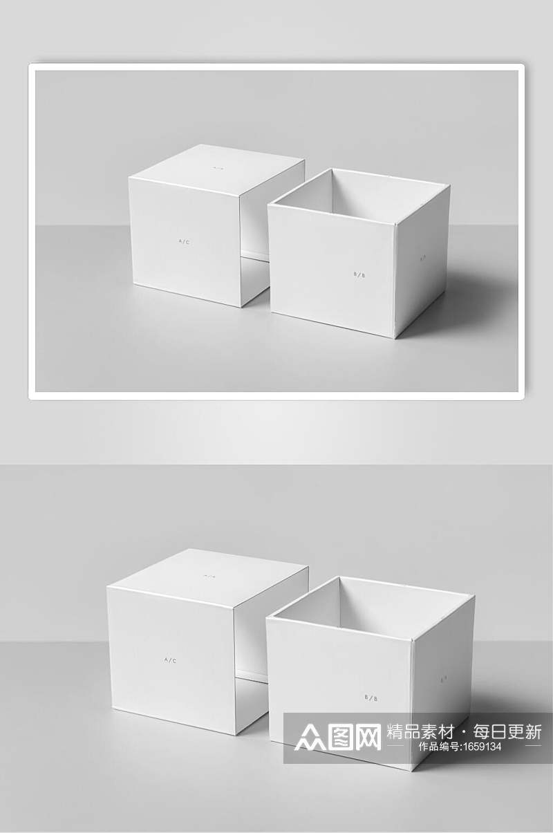 白色折叠盒子包装样机效果图素材