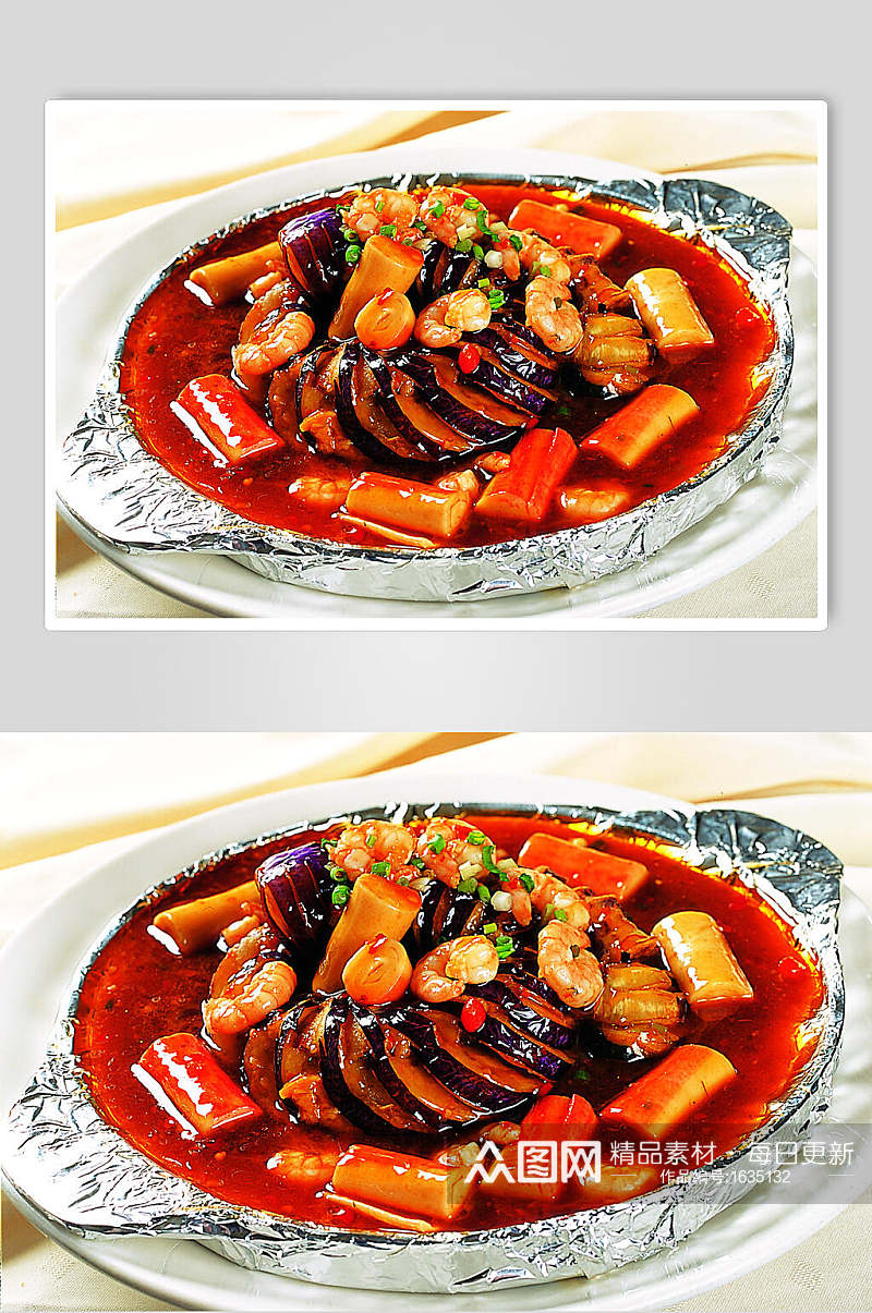 铁板鱼香盘龙茄餐饮高清图片素材