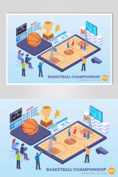 扁平化运动篮球插画素材