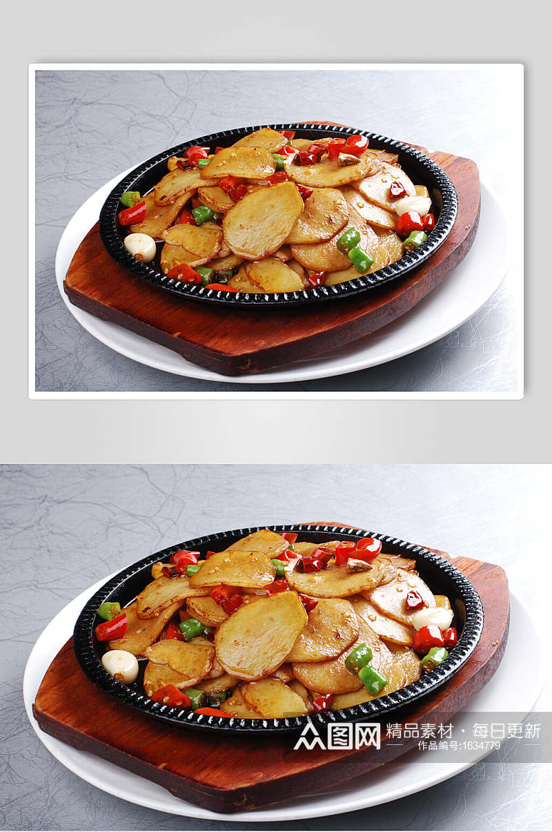 铁板土豆片美食高清摄影图片素材