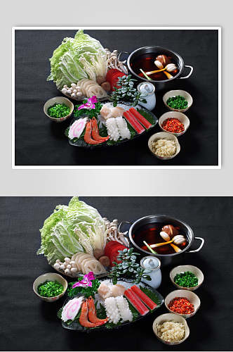 黑松露海鲜汤锅美食图片