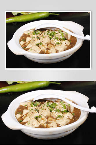 美食图片小葱拌豆腐菜单摄影图