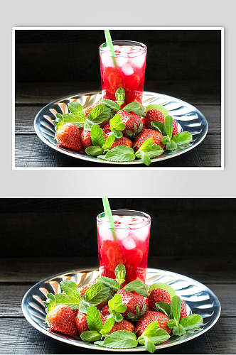水果奶油草莓汁摄影图
