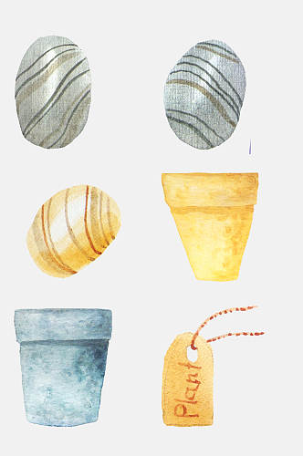 手绘水彩贝壳免抠设计元素