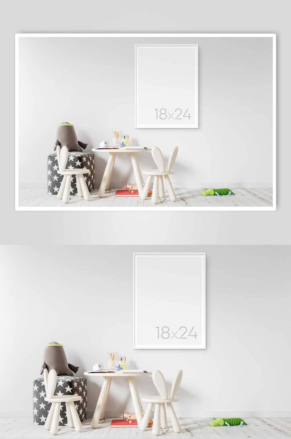 清新家具装饰画挂画样机效果图素材