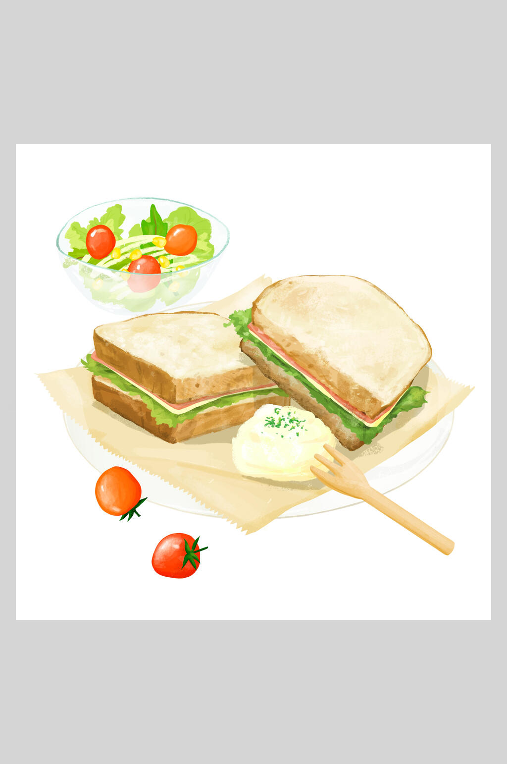 美食三明治甜品插画素材素材