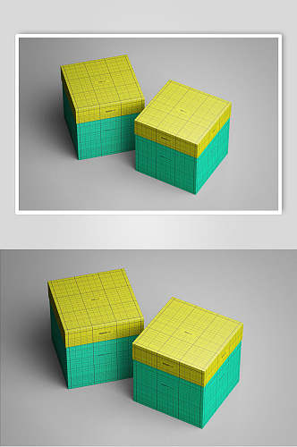 黄绿方形包装样机效果图