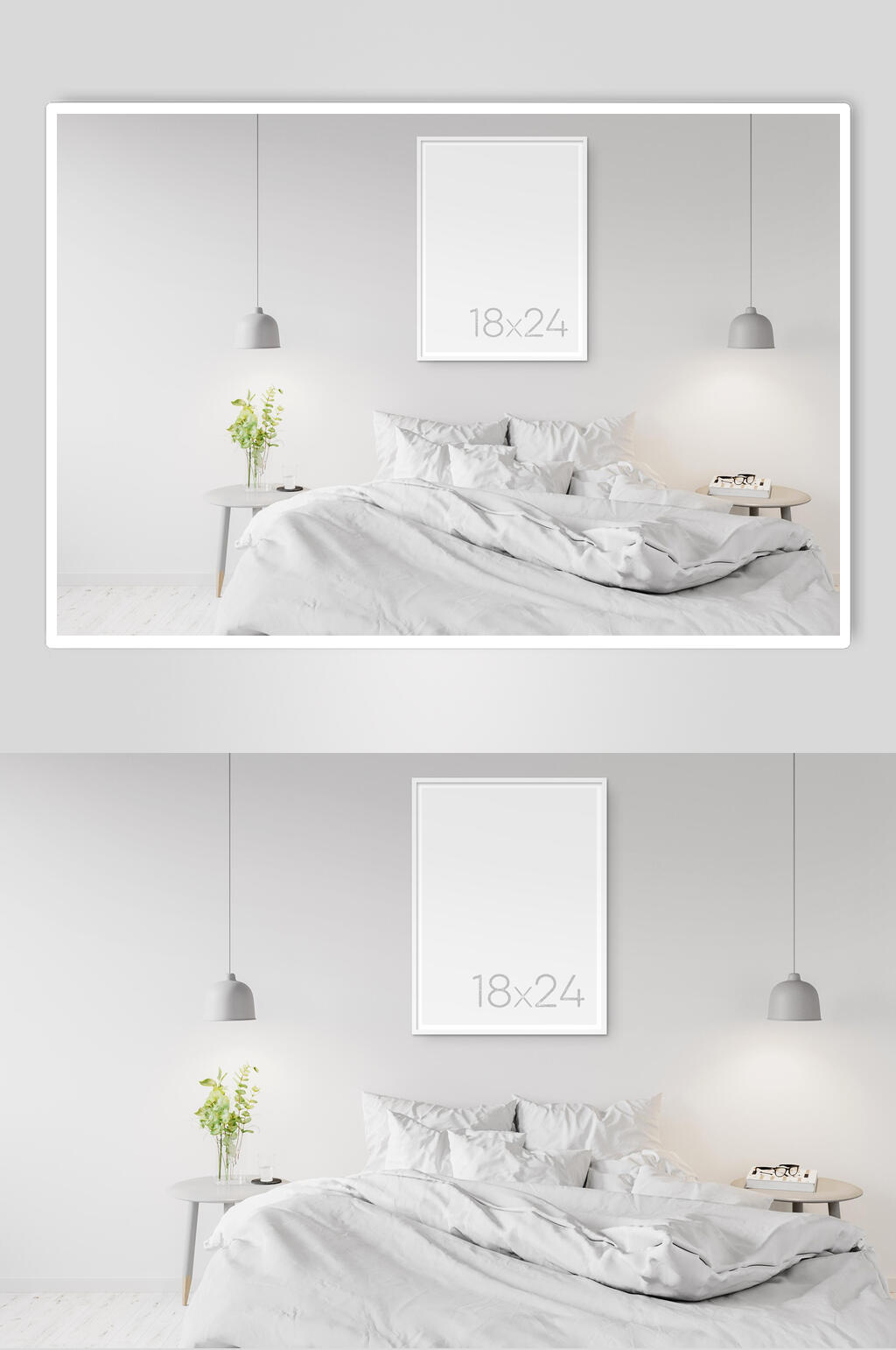卧房家具装饰画挂画样机效果图素材