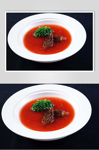 新鲜羊肚菌捞饭美食高清摄影图片