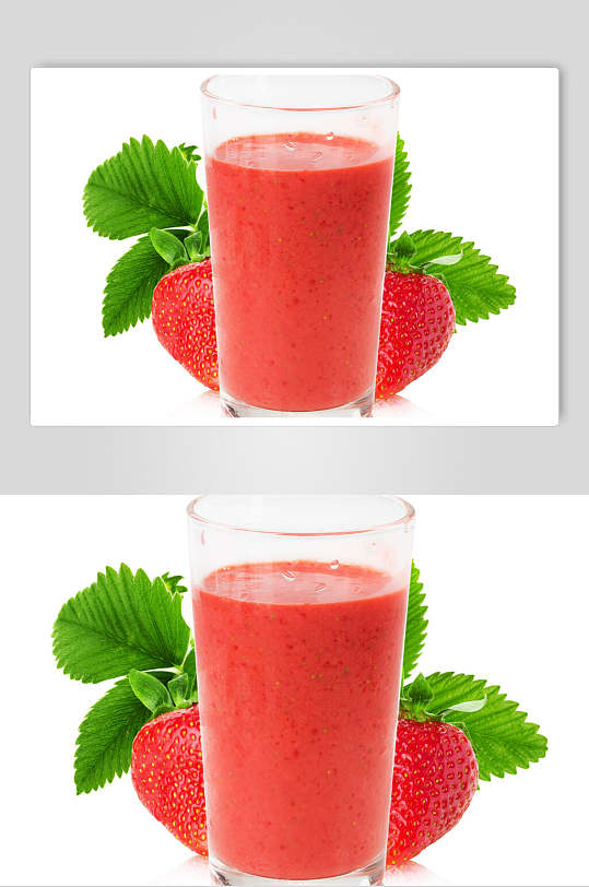 生鲜草莓果汁高清摄影图