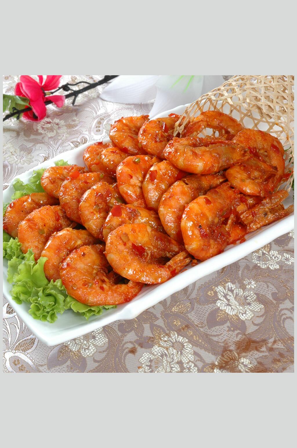 餐饮盘装美味香辣虾摄影图素材