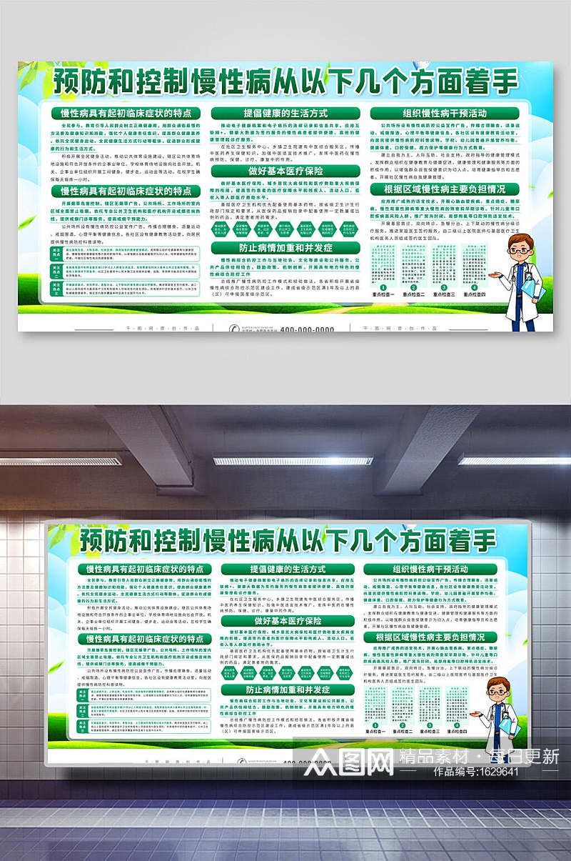 预防控制慢性病宣传栏展板海报素材