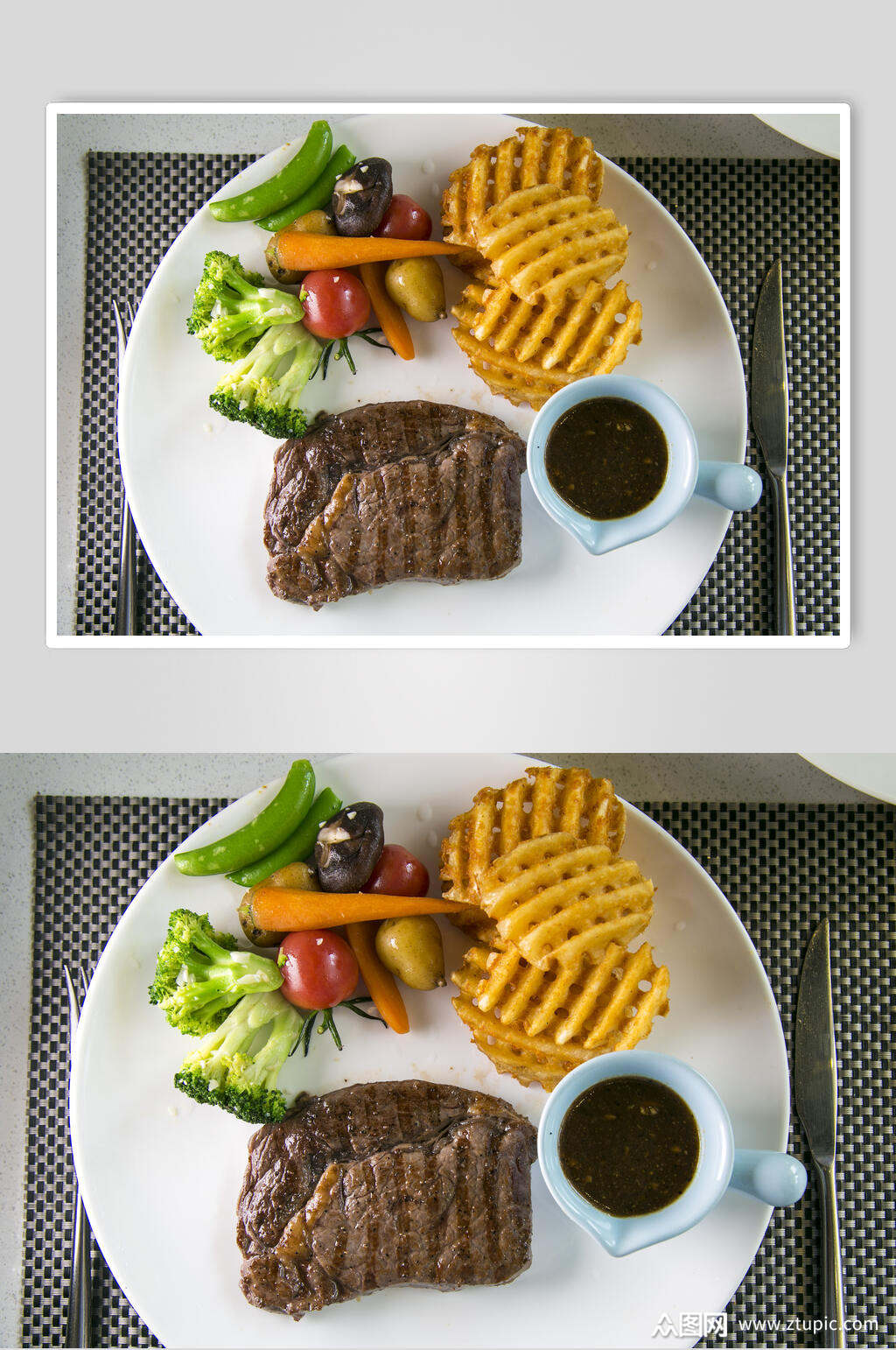 豪华牛排摆盘实拍图片