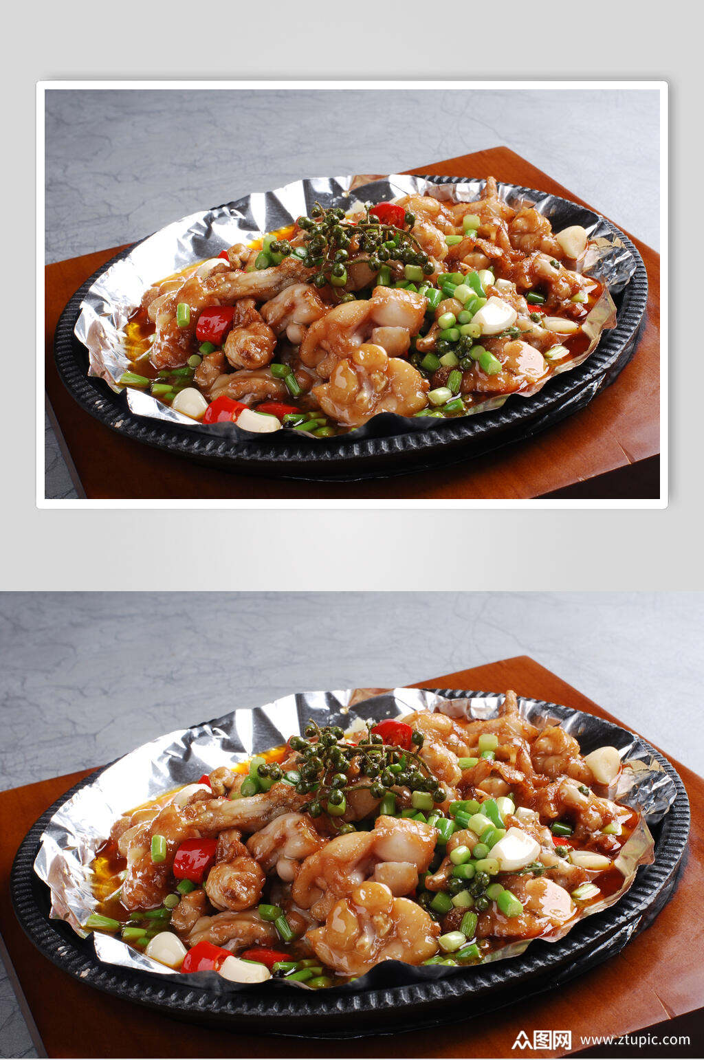 铁板牛蛙美食高清摄影图片