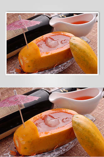 中餐木瓜炖雪蛤美食高清图片