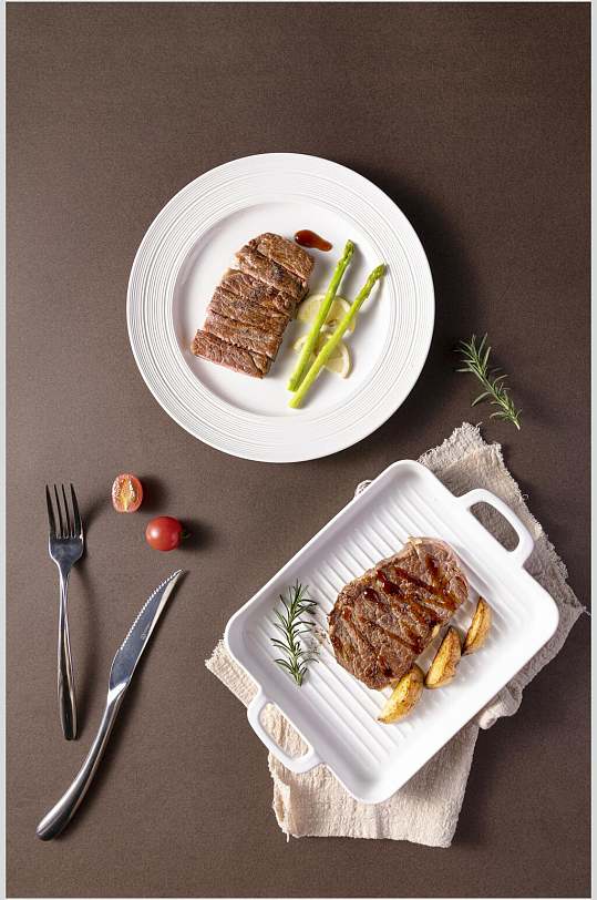 盘装牛排实拍图片