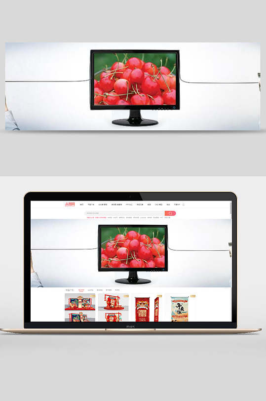 电脑屏幕水果banner设计