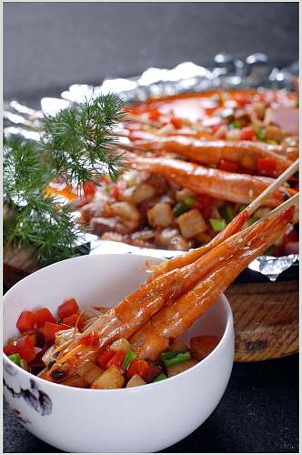 热菜铁板私房虾餐饮美食图片