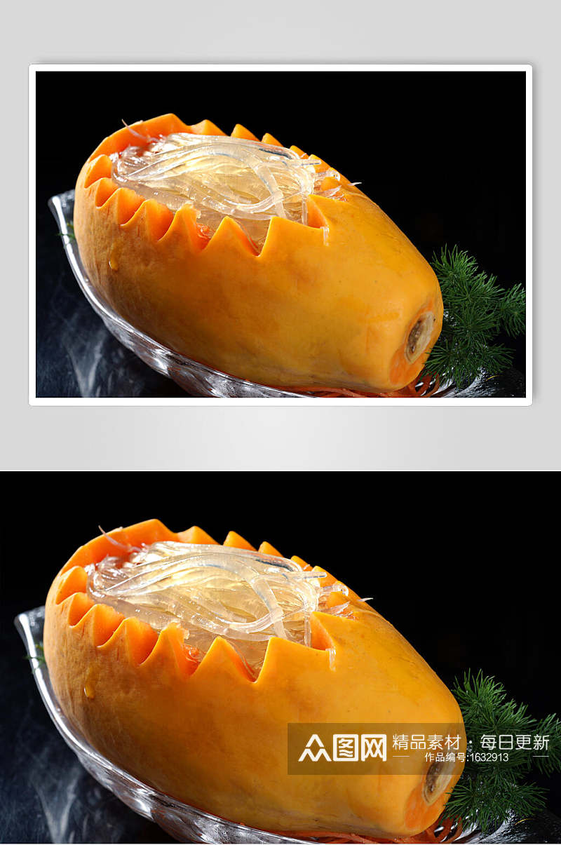 燕鲍翅粤菜木瓜炖大鲍翅餐饮美食图片素材