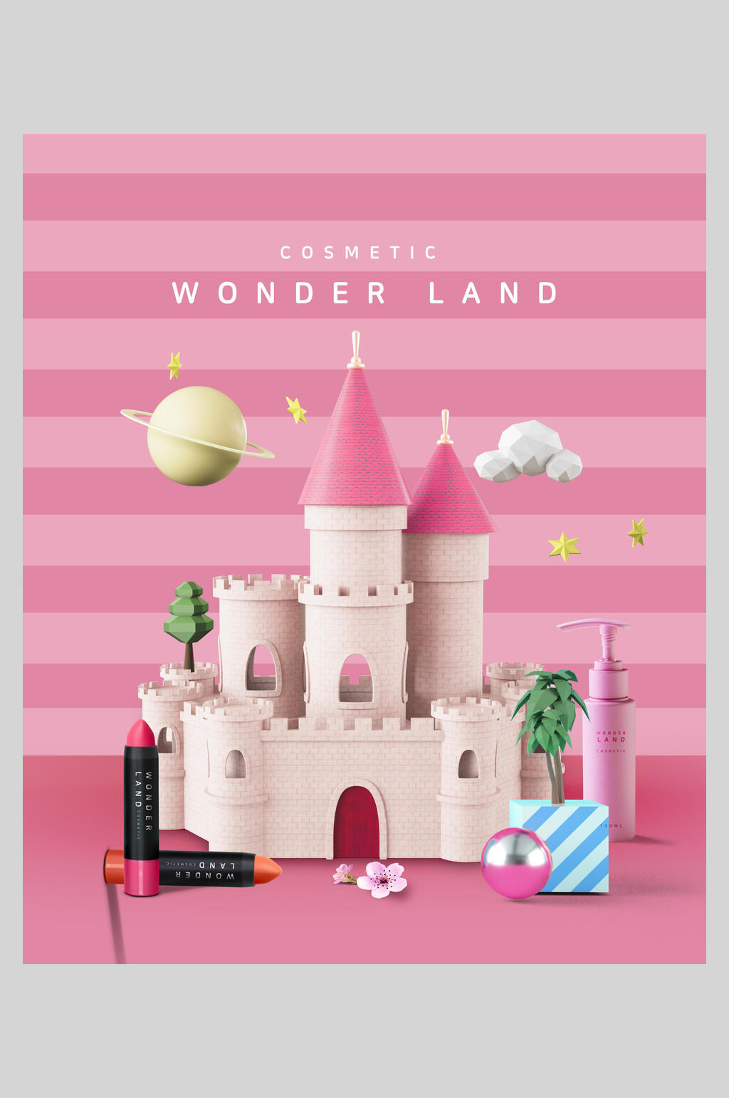 粉色少女心护肤品海报设计素材