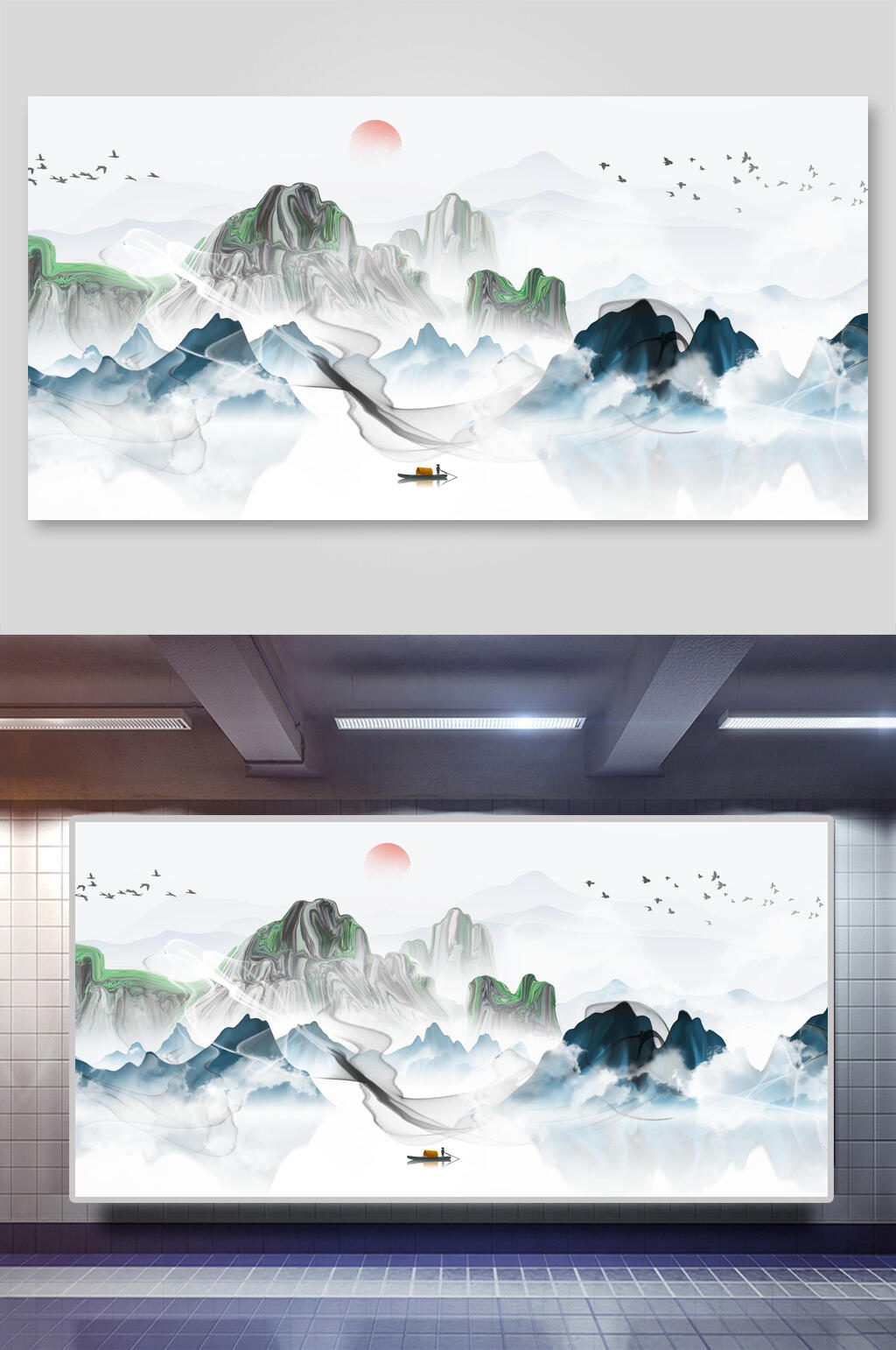 中国风山水背景素材素材