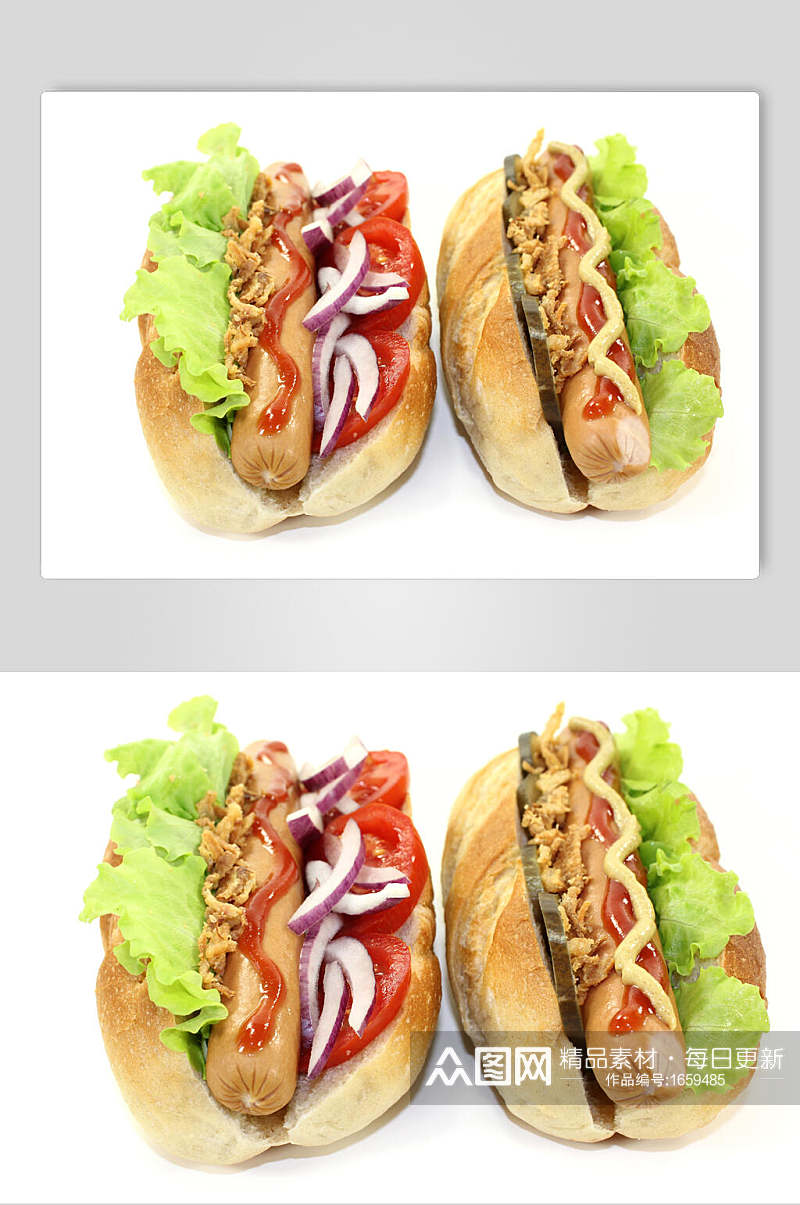 简洁两个汉堡热狗图片素材