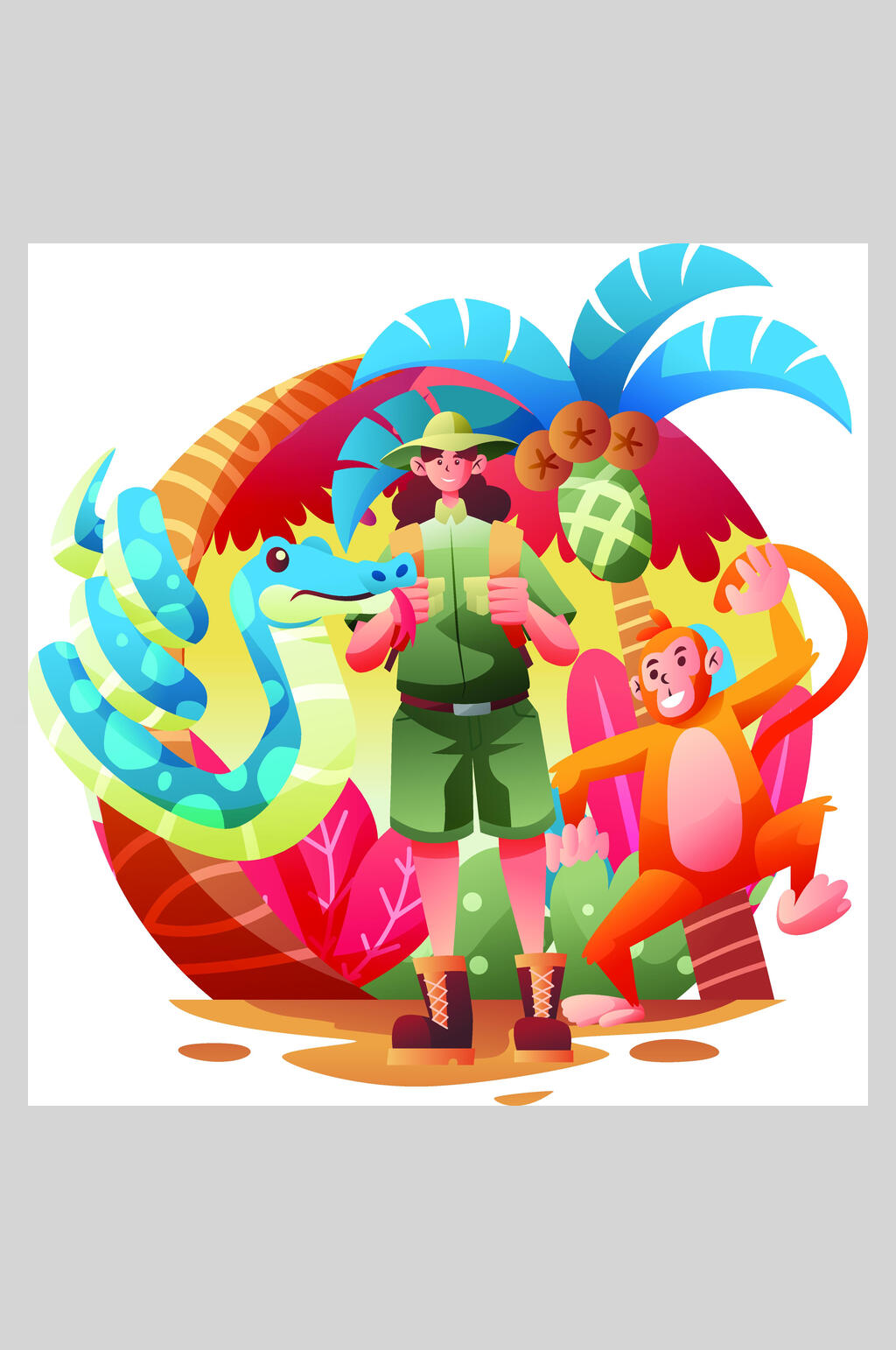 扁平风旅行插画设计素材素材