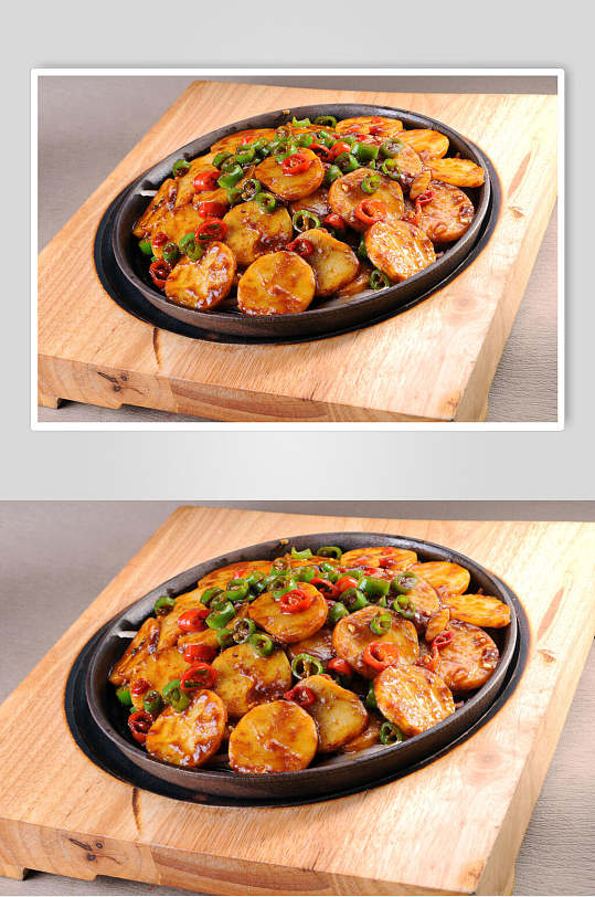 铁板土豆片美食高清摄影图片