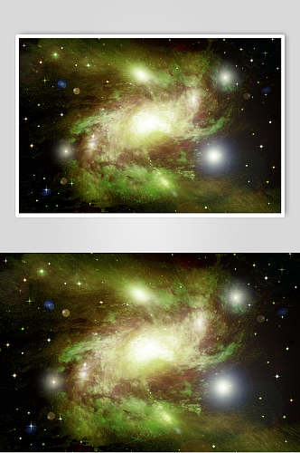 大气磅礴绿色璀璨星空宇宙摄影图