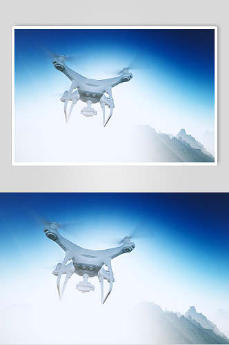 蓝白无人机高清摄影图片
