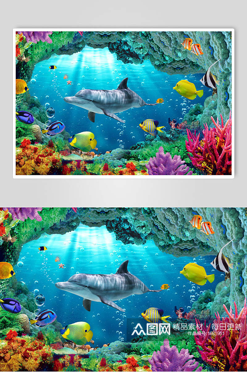 海洋世界海底世界3D立体图鲨鱼素材