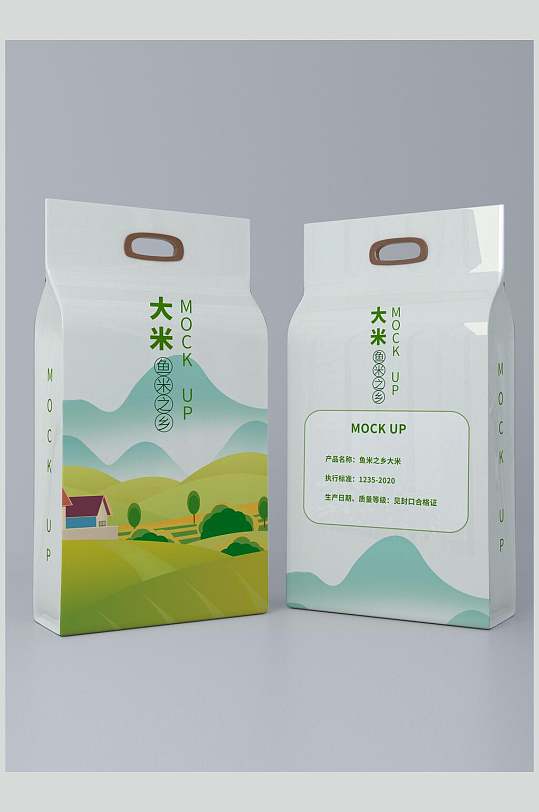 有机大米包装样机效果图-众图网
