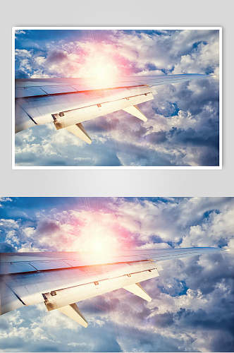 唯美客运客机民航飞机风景摄影图