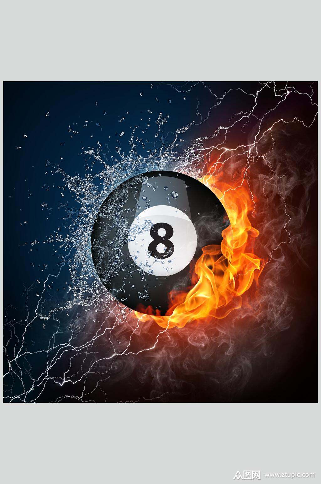 8号红火桌球台球高清图片素材