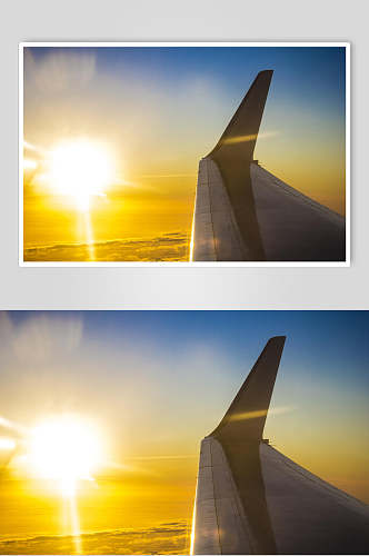 客运客机民航飞机机翼高清摄影图片