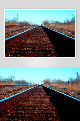枯草铁路风景特写图片