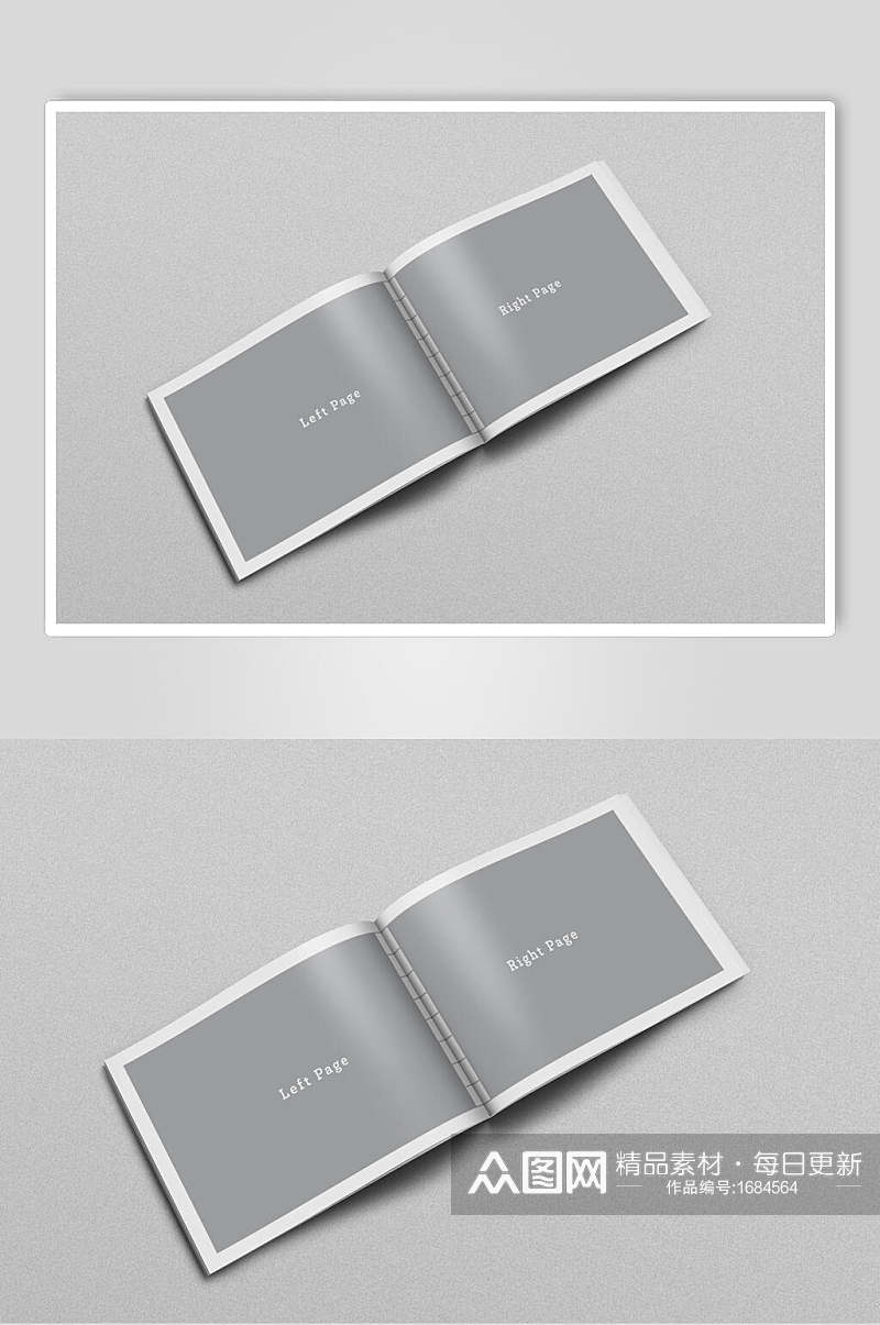 灰色书籍画册相册贴图样机素材