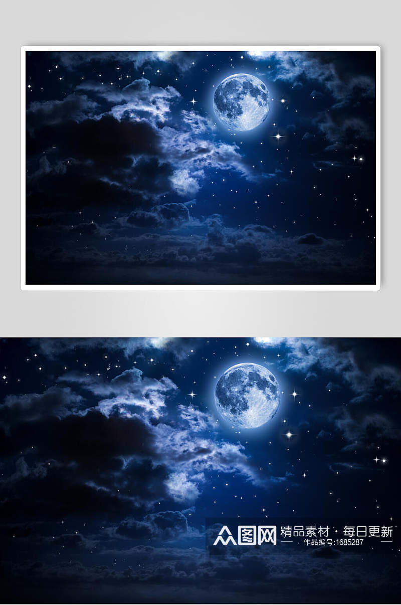 星空月夜皓月摄影视觉素材