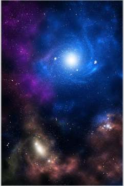 蓝色银河系星空唯美背景图片