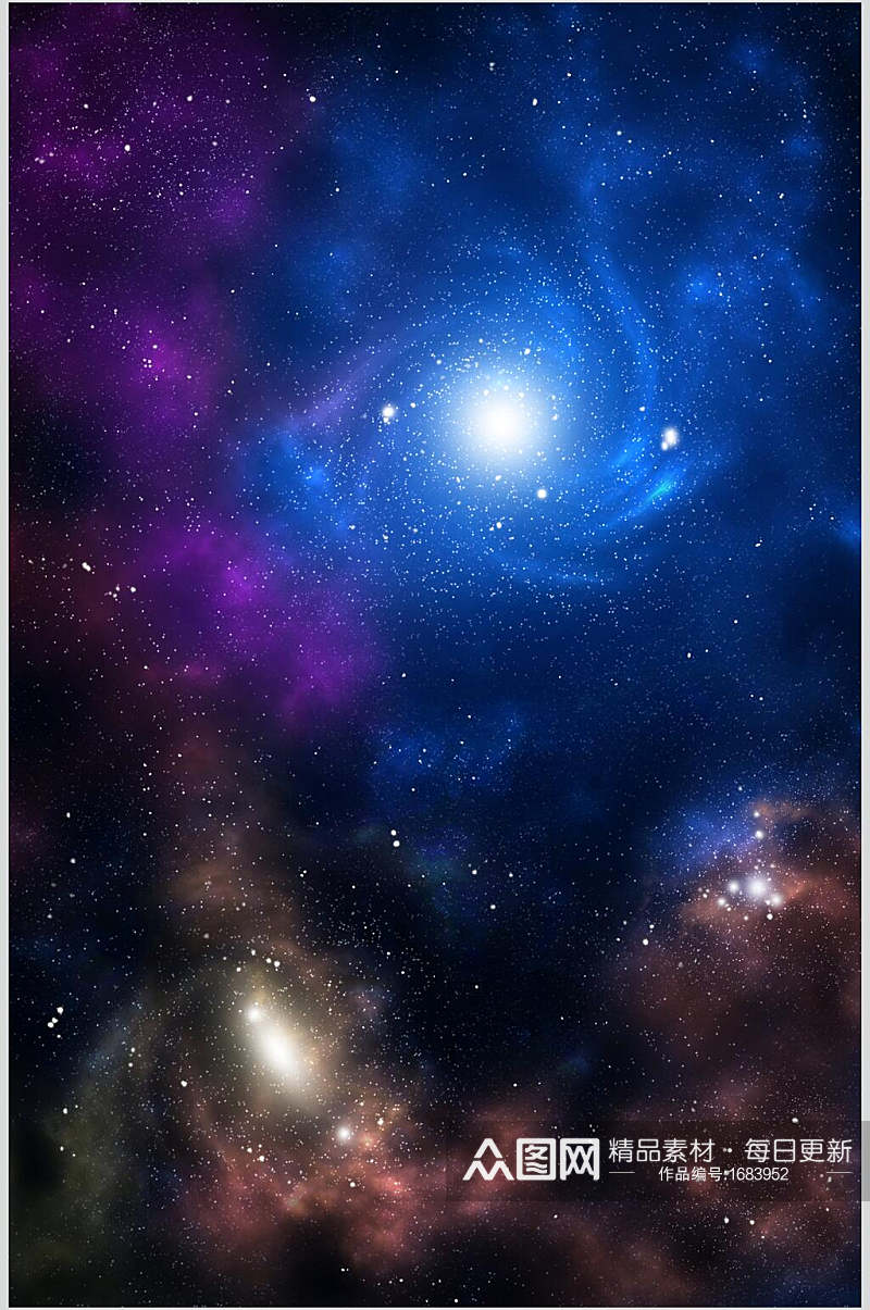 蓝色银河系星空唯美背景图片素材