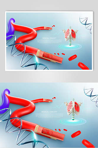 海报设计未来医学骨骼血管数据科技